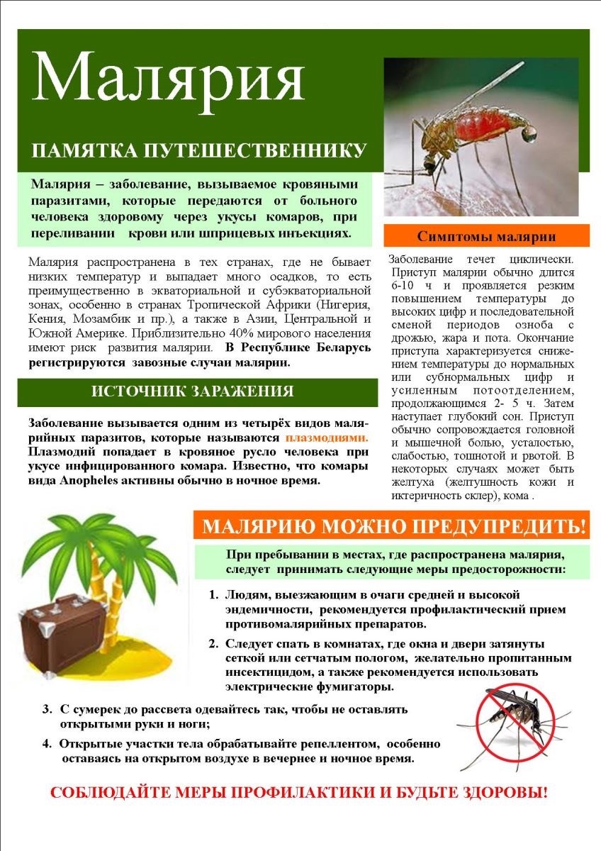 Малярия. Памятка путешественнику..